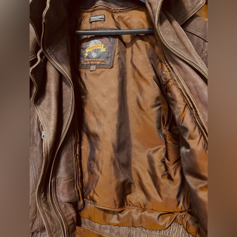 SOLD ‼️Mens WILSONS LEATHER Bomber Jacket Zip Out Thinsulate Lining Zipper Snaps - Picture 8 of 12